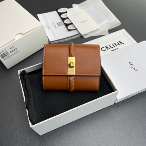 CELINE 16 Small Wallet in Shiny Calf Leather