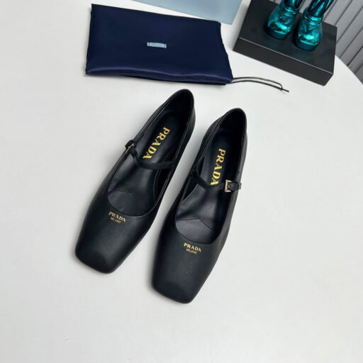 Prada Leather Mary Jane Ballerinas