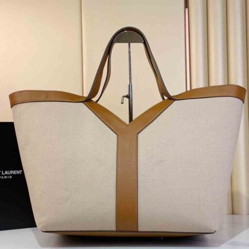 YSL Y TOTE IN CANVAS AND LEATHER(HIGH-END GRADE)
