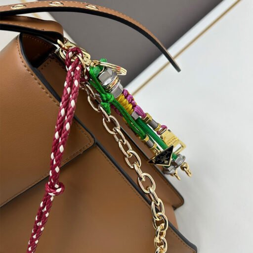 Prada Soft Sound large leather shoulder bag with charms(high-end grade)